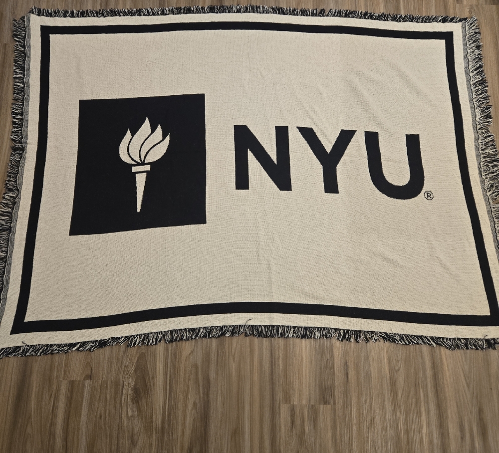 NYU New York University Afghan Tapestry Blanket Throw 68 X 48